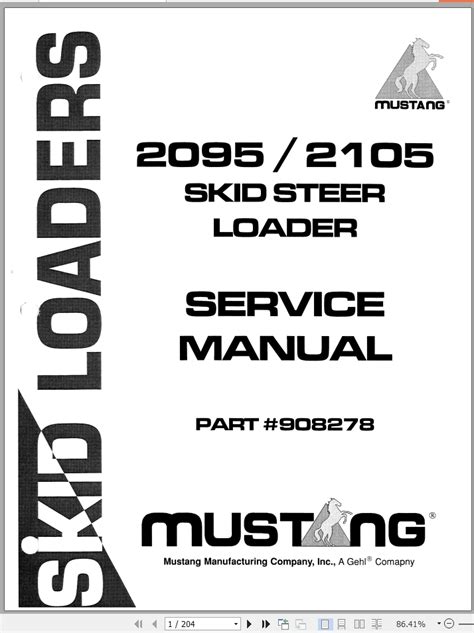 tire pressure 2095 mustang skid steer|Mustang Skid Steer Loader 2095 2105 Service Manual 908278.